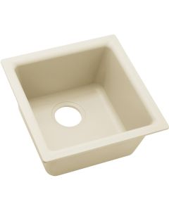 Elkay ELX1616PA0 Quartz Luxe 15-3/4" x 15-3/4" x 7-11/16", Single Bowl Dual Mount Bar Sink, Parchment