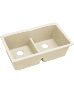 Elkay ELXDULB3322PA0 Quartz Luxe 33" x 19" x 10", Equal Double Bowl Undermount Sink with Aqua Divide, Parchment