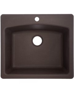 Franke ESDB25229-1 Dual Mount Granite Single Bowl Kitchen Sink, Mocha 25-in x 22-in x 9 in deep