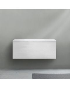 Blu Bathworks F51V1-1200-K16 51 Collection Series 1200 Wall-Mount 20.25D x 47.25W x 19H Vanity Frame And Drawer Panel in HST Bianco
