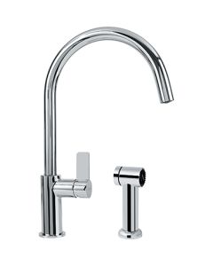 Franke FFS3100 Ambient 1.75 GPM Single Handle Kitchen Faucet and Sidespray with Dual Spray Function, Brass Construction and Spout Swivels 360° in Polished Chrome