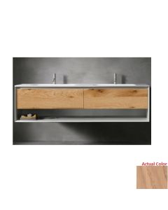 Blu Bathworks FV2D-1400-02 45-Degree And Fenix Collection Up V2 Series 1400 Wall-Mount 55"W X 19"H X 20"D Vanity DRAWERS ONLY in Natural Oak
