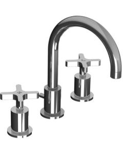 Lefroy Brooks K1-1101-CP Kafka (2010) Cross Handle 3-Hole Basin Mixer With Pop Up Waste