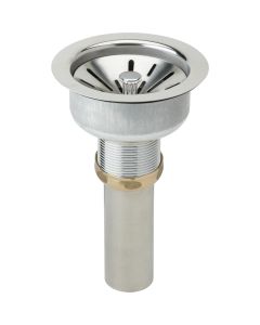 Elkay LK335 3-1/2" Drain Fitting Type 316 Stainless Steel Body, Strainer Basket with rubber seal and Tailpiece