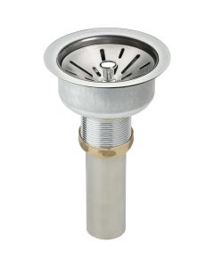 Elkay LK35 3-1/2" Drain Fitting Type 304 Stainless Steel Body, Strainer Basket and Tailpiece