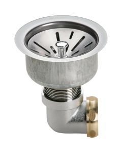 Elkay LK35L 3-1/2" Drain Fitting Type 304 Stainless Steel Body, Strainer Basket Tailpiece and Elbow