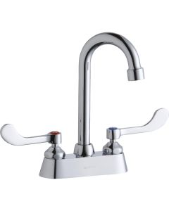 Elkay LK406GN04T4 4" Centerset with Exposed Deck Faucet with 4" Gooseneck Spout 4" Wristblade Handles Chrome