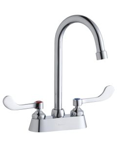 Elkay LK406GN05T4 4" Centerset with Exposed Deck Faucet with 5" Gooseneck Spout 4" Wristblade Handles Chrome