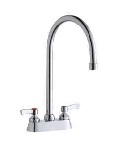 Elkay LK406GN08L2 4" Centerset with Exposed Deck Faucet with 8" Gooseneck Spout 2" Lever Handles Chrome