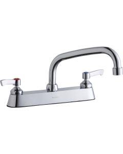 Elkay LK810AT08L2 8" Centerset with Exposed Deck Faucet with 8" Arc Tube Spout 2" Lever Handles Chrome