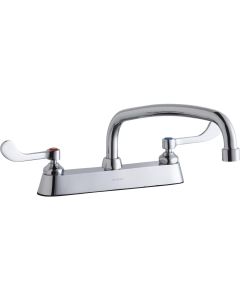 Elkay LK810AT14T4 8" Centerset with Exposed Deck Faucet with 14" Arc Tube Spout 4" Wristblade Handles Chrome