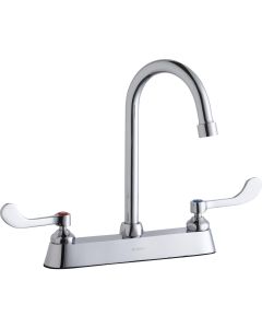 Elkay LK810GN05T4 8" Centerset with Exposed Deck Faucet with 5" Gooseneck Spout 4" Wristblade Handles Chrome