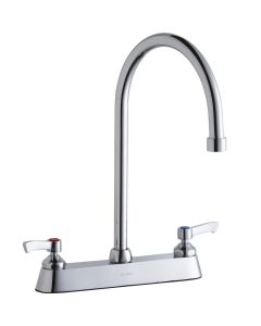 Elkay LK810GN08L2 8" Centerset with Exposed Deck Faucet with 8" Gooseneck Spout 2" Lever Handles Chrome
