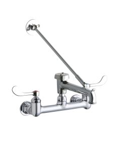 Elkay LK940BP07T4H 8" Centerset Wall Mount Faucet w/7" Bucket Hook Spt 4in Wristblade Handles 1/2in Offset Inlet Polished Chrome
