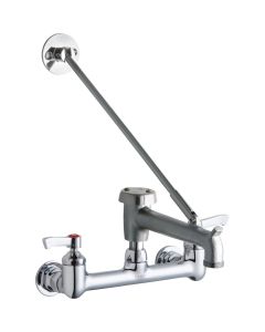 Elkay LK940BR07L2H 8" Centerset Wall Mount Faucet with 7" Bucket Hook Spout 2" Lever Handles 1/2in Offset Inlets Rough Chrome
