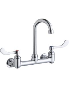 Elkay LK940GN04T4H Scrub/Handwash 8" Centerset Wall Mount Faucet w/4" Gooseneck Spout 4" Wristblade Handles 1/2in Offset Inlet