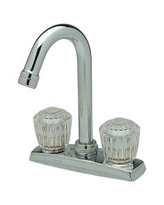 Elkay LKA2475LF 4" Centerset Deck Mount Faucet with Gooseneck Spout and Clear Crystalac Handles Chrome