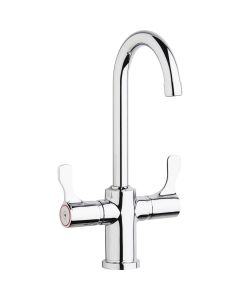 Elkay LKD208813C Single Hole 12-1/2" Deck Mount Faucet with Gooseneck Spout Twin Lever Handles Chrome