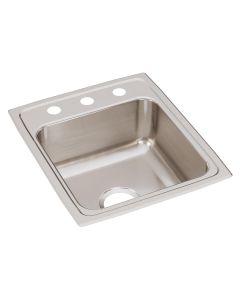 Elkay LR17203 Lustertone Classic Stainless Steel 17" x 20" x 7-5/8", Single Bowl Drop-in Sink