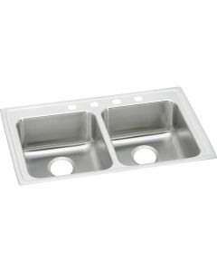 Elkay LRAD2922553 Lustertone Classic Stainless Steel 29" x 22" x 5-1/2", Equal Double Bowl Drop-in ADA Sink