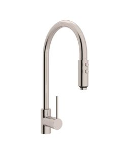 Rohl LS57L-STN-2 Pirellone Side Lever Pull-Down High Spout Kitchen Faucet in Satin Nickel