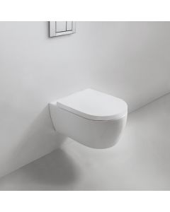 Blu Bathworks LW6020A Metrix Dual Flush 0.8/1.6GPF Wall-Mount Rimless Toilet Bowl in White (Seat and In-Wall Carrier Sold Separately)