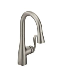 Moen 5995SRS Arbor Pullout Spray Single Hole Bar Faucet Spot Resist Stainless