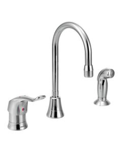 Moen 8138 M-Dura Widespread Kitchen Faucet in Chrome With Sidespray