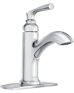 Moen 84535 Hilliard 1.2 GPM Single Hole Bathroom Faucet with Pop-Up Drain Assembly and Duralast Technology
