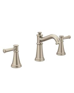 Moen T6405BN Belfield™ 1.2 GPM Two Handle Widespread Bathroom Faucet Trim Only in Brushed Nickel (Rough In Sold Separately)