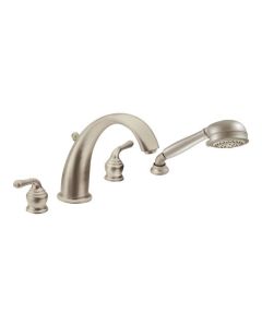 Moen T956ST Monticelloe two-handle roman tub faucet in Satine