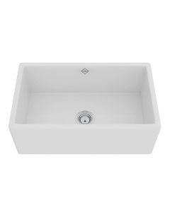 Rohl MS3018WH Shaker Shaws Classic Single Bowl Farmhouse Apron Front Fireclay Kitchen Sink in White