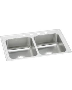 Elkay PSR33222 Celebrity Stainless Steel 33" x 22" x 7-1/2", Equal Double Bowl Drop-in Sink