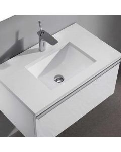 Madeli QSA1812-30-110-WH 30''W X 1.25''H-Quartzstone-Top No-Backsplash For-Single-Hole-Faucet in White