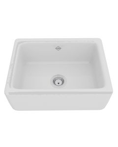 Rohl RC2418WH Lancaster Shaws Original Single Bowl Farmhouse Apron Front Fireclay Kitchen Sink in White