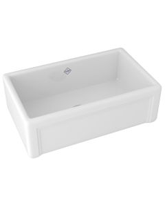 Rohl RC3017WH Eggerton Shaws Original Egerton Casement Edge Front Single Bowl Farmhouse Apron Fireclay Kitchen Sink in White