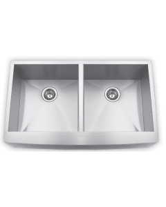 Brighton SFA2236-DB 22x36 Farmhouse Double Bowl 50/50 Apron Front Stainless Steel Kitchen Sink