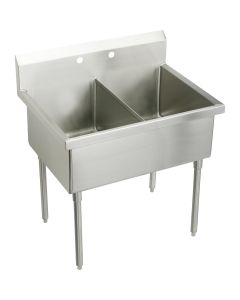 Elkay SS82422 Sturdibilt Stainless Steel 45" x 27-1/2" x 14" Floor Mount, Double Compartment Scullery Sink
