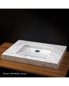 Lacava ST001-01-WH Stone Vessel or vanity top lavatory made of natural stone, no overflow. Unfinished back.27 1/2"W x 17 3/4"D x 3"H, one faucet hole in Bianco