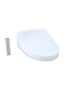 Toto SW3046AT40#01 S500e WASHLET+ and Auto Flush Ready Electronic Bidet Toilet Seat with EWATER+ Bowl and Wand Cleaning and Contemporary Lid, Elongated in Cotton White