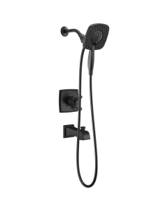 Delta T17464-BL-I Ashlyn® Monitor® 17 Series 1.75 GPM Dual Function Pressure Balanced Tub and Shower with In2ition and Integrated Volume Control in Matte Black (Rough-In Valve Sold Separately)