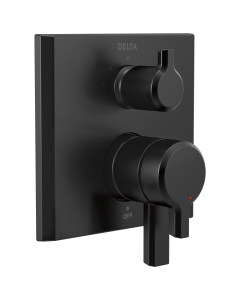 Delta T27899-BL Monitor® 17 Series Pressure Balanced Valve Trim with Integrated Volume Control and 3 Function Diverter for Two Shower Applications in Matte Black (Rough-In Sold Separately)