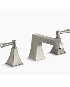 Kohler T469-4S-BN Memoirs Stately deck-mount bath faucet trim with non-diverter spout and lever handles, valve not included in vibrant brushed nickel