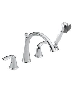 Delta T4738  Lahara® 1.75 GPM Single Function Deck Mounted Double Handles  Roman Tub with Hand Shower Trim  in Chrome