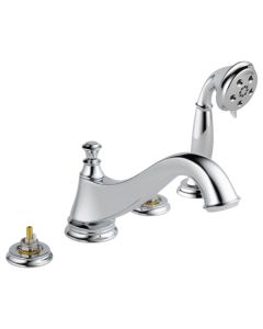 Delta T4795-LHP Cassidy Roman Tub Trim Only With Hand Shower Low Arc Spout in Chrome (Rough and Handles Sold Separately)