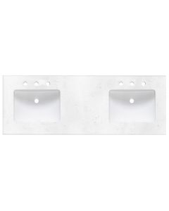 Fairmont Designs TQ2-S6122DCQ8 61" Rectangular Double Quartz Vanity Top with Backsplash In Carrera