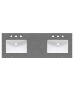 Fairmont Designs TQ2-S6122DSG8 61" Rectangular Double Quartz Vanity Top with Backsplash In Spectre Gray