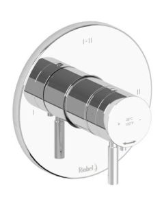 Riobel TRUTM23C Riu 1/2" Three Function Thermostatic and Pressure Balance Trim Only with Lever Handles in Polished Chrome (Rough Sold Separately)