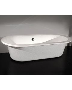 Lacava TUB01-001 Open Space Under-counter or self-rimming soaking bathtub made of lucite acrylic, with an overflow, unfinished exterior,net weight 66lbs, water capacity 83 gal. Drain is not included. 67"W, 31 1/2"D, 21 5/8"H. in White