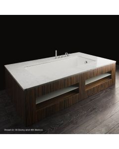 Lacava TUB02-001 Piazza Under-counter or self-rimming soaking bathtub made of lucite acrylic, with an overflow, unfinished exterior,net weight 88lbs. Water capacity 58 gal. Drain is not included. 66"W, 32"D, 18"H. in White